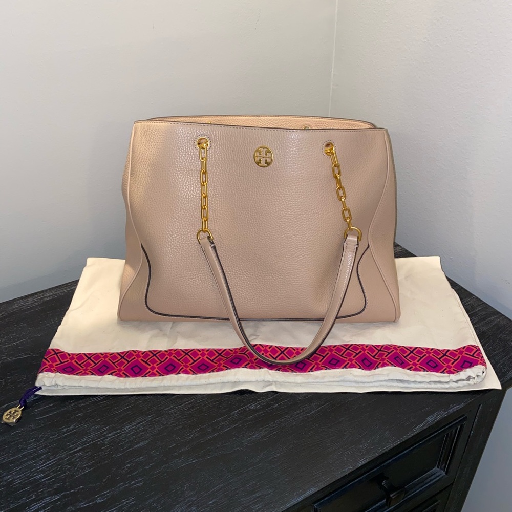 Tory Burch Georgia Pebbled Devon Sand Tote